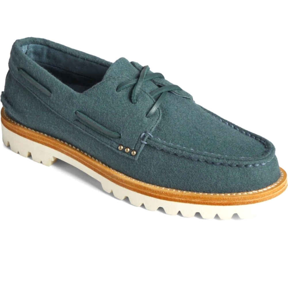 Sperry Top-Sider Men’s SeaCycled Cloud 3-Eye Blue Wool Boat Shoe Size 12